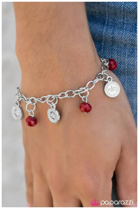 Paparazzi Bracelet ~ The Euro - Red