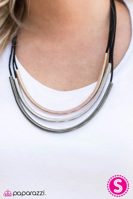 Paparazzi Necklace ~ SPRING Me To Life - Black