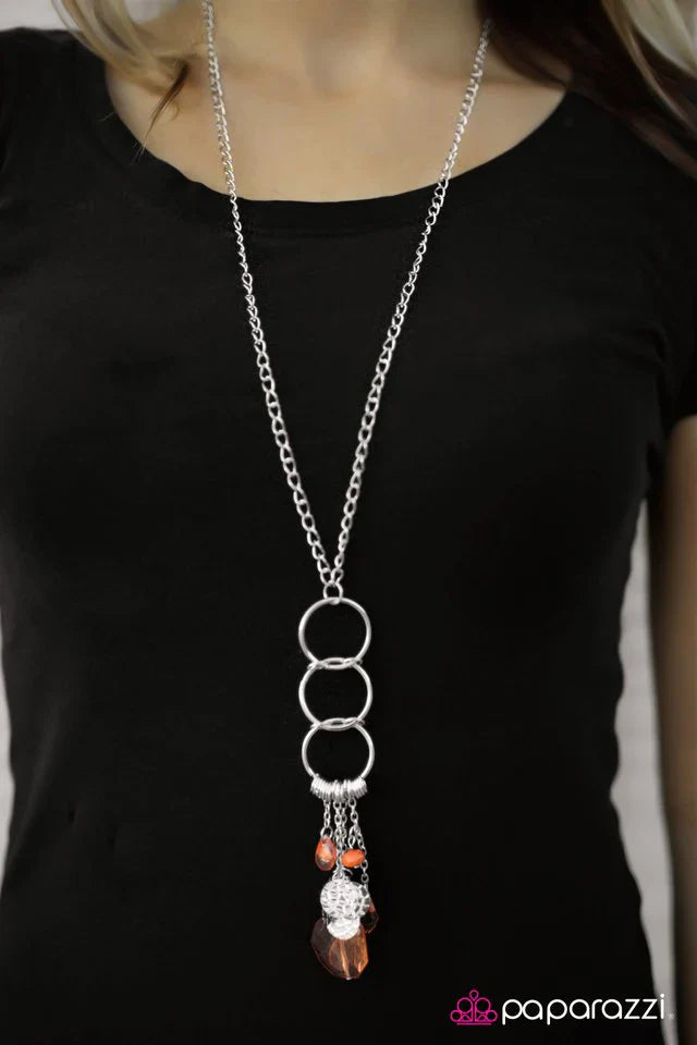 Paparazzi Necklace ~ Fall In Line - Orange