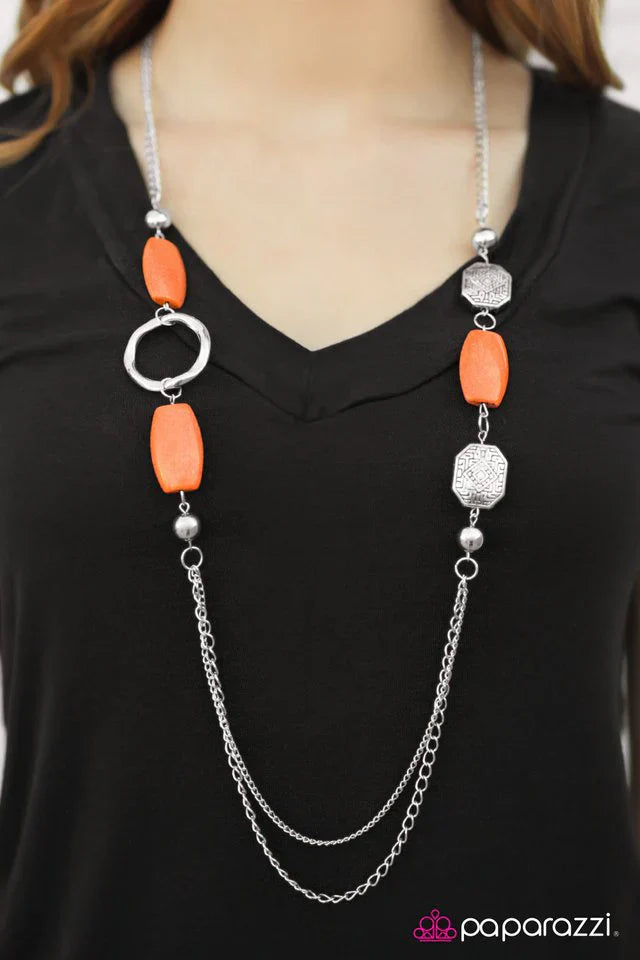Paparazzi Necklace ~ Right On Time - Orange