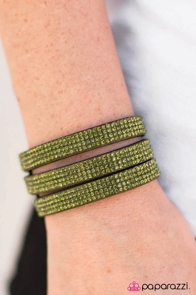 Paparazzi Bracelet ~ Rockstars and Rhinestones - Green