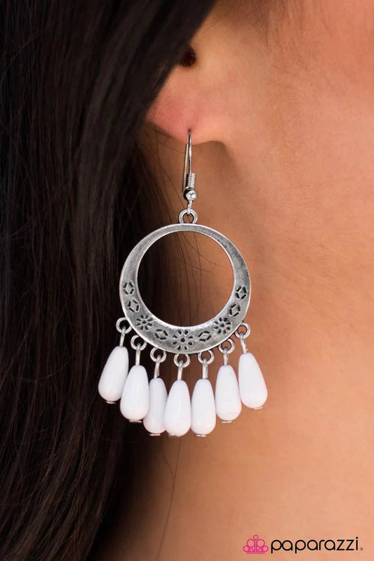 Paparazzi Earring ~ Think Color - White