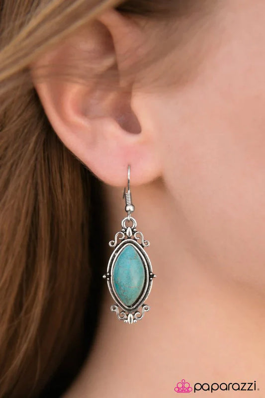 Paparazzi Earring ~ Custom Stonework - Blue