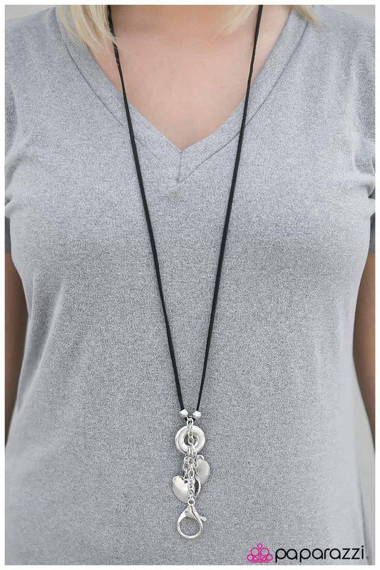 Paparazzi Necklace ~ I Think I Love You - Black