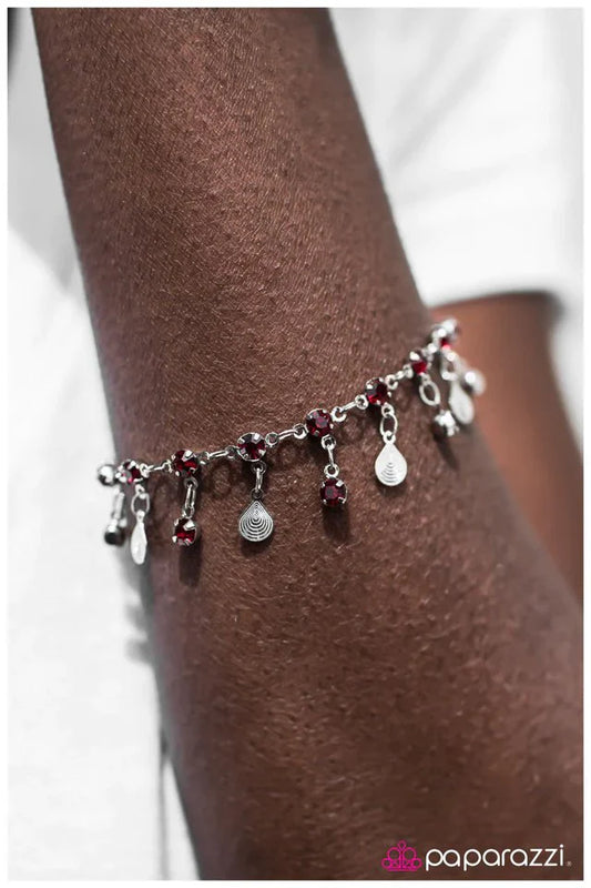 Paparazzi Bracelet ~ Rain, Rain Go Away - Red