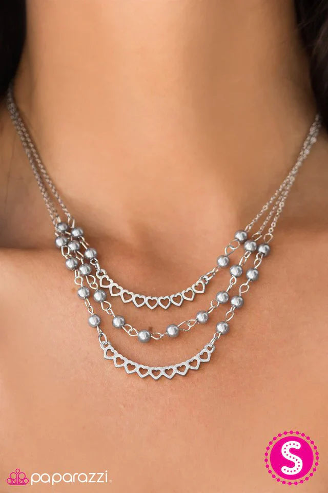 Paparazzi Necklace ~ Affectionately Yours - Silver