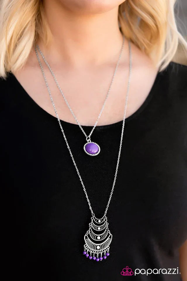 Paparazzi Necklace ~ Crescent City - Purple