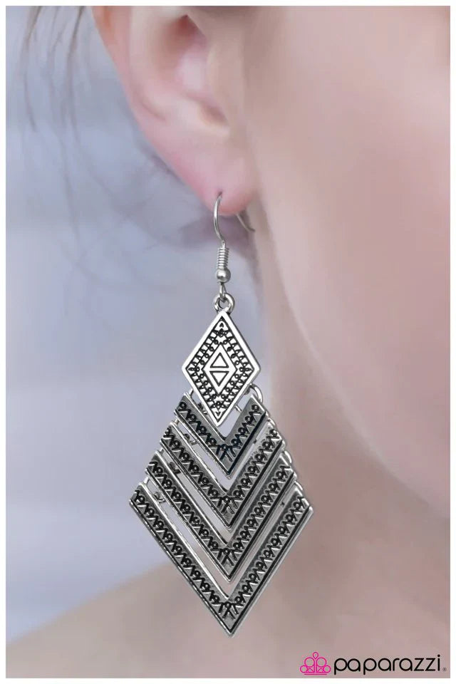 Paparazzi Earring ~ One With The Tribe - Silver