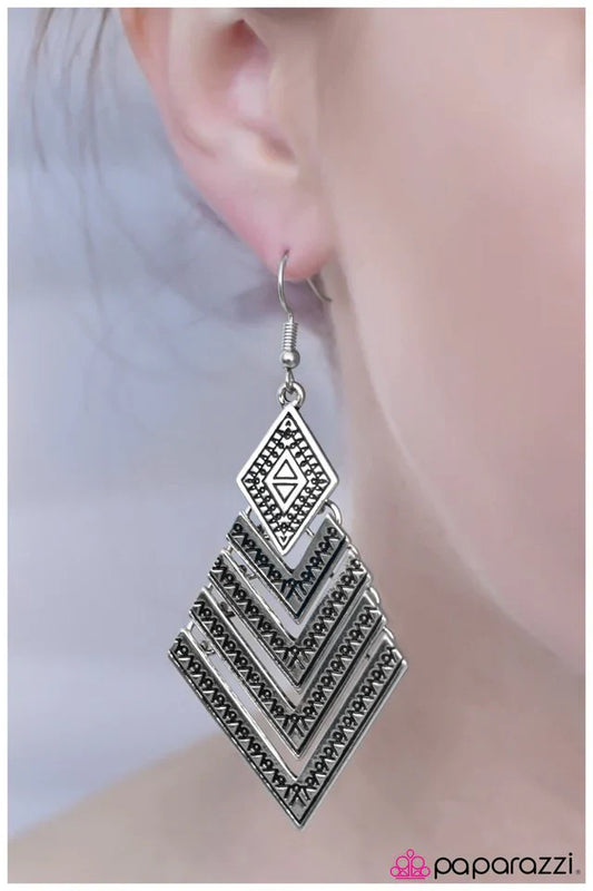 Paparazzi Earring ~ One With The Tribe - Silver
