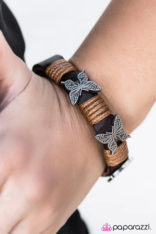 Paparazzi Bracelet ~ Butterfly Ballad  - Brown
