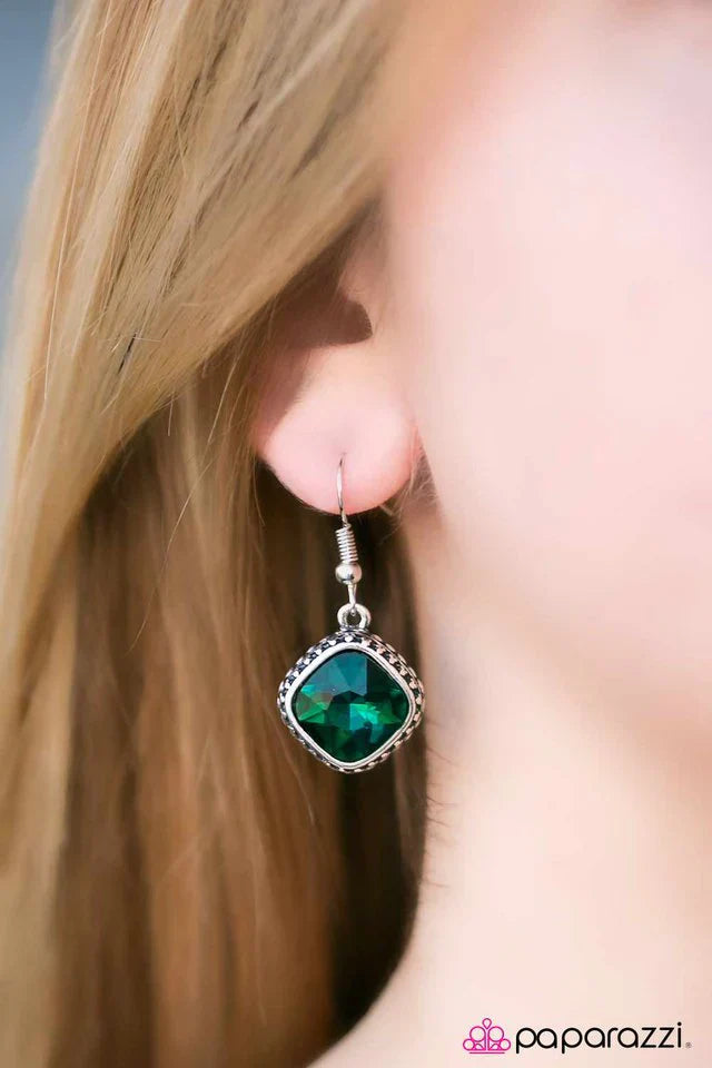 Paparazzi Earring ~ Royal Treasure - Green