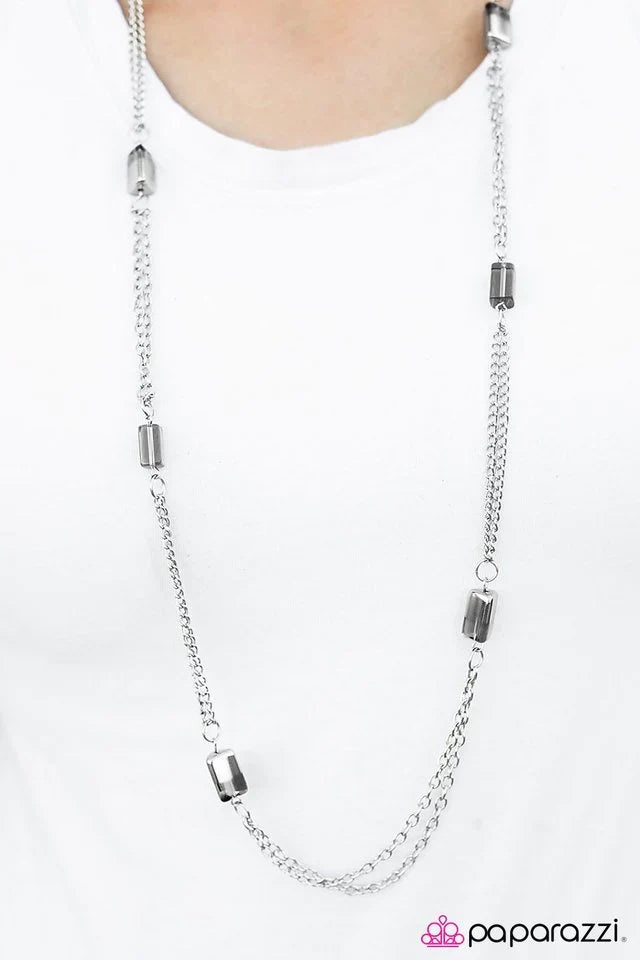 Paparazzi Necklace ~ Midnight Mirage - Silver