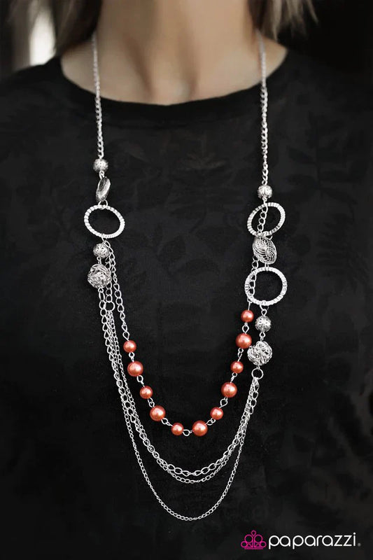 Paparazzi Necklace ~ Ready for Romance - Orange