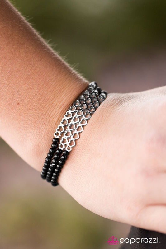 Paparazzi Bracelet ~ Love Charms  - Black