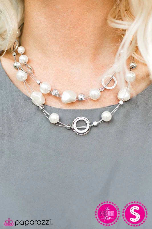 Paparazzi Necklace ~ When I Think Of You - White