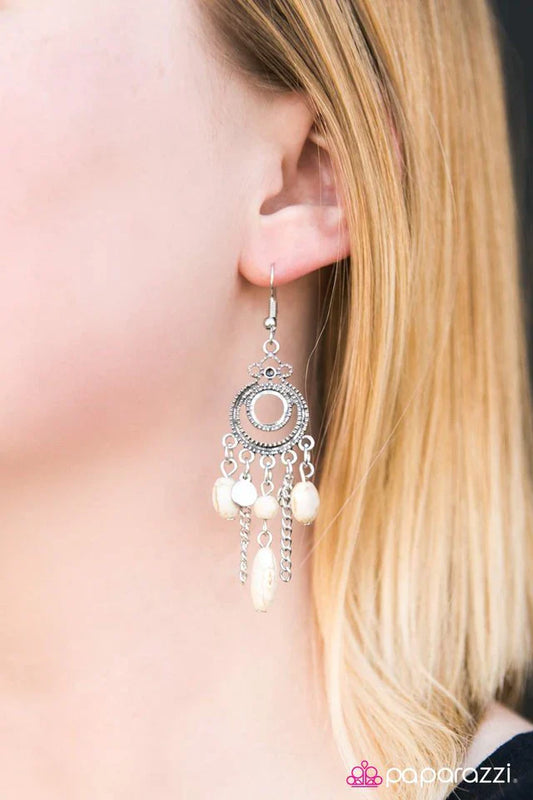 Paparazzi Earring ~ Western Chimes - White