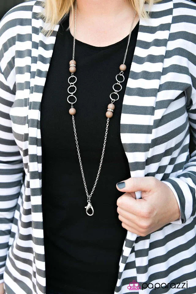 Paparazzi Necklace ~ Nine-To-Fiver - Brown