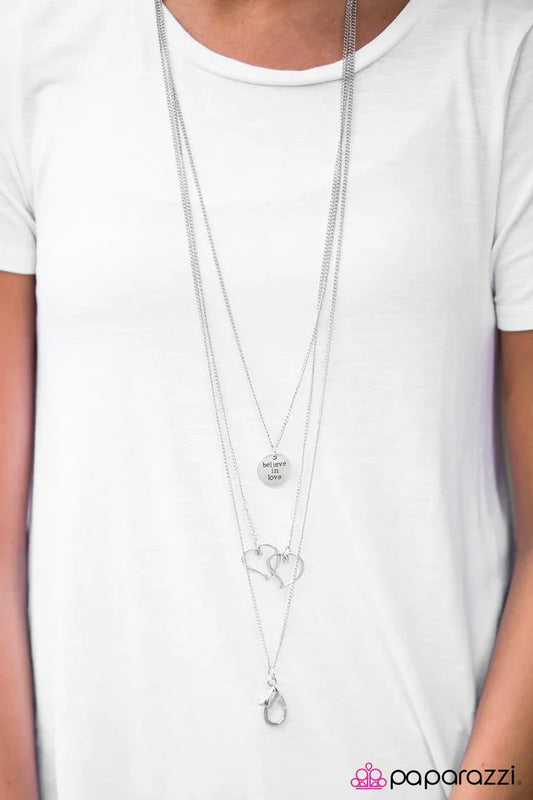 Paparazzi Necklace ~ Believe In Love - Silver