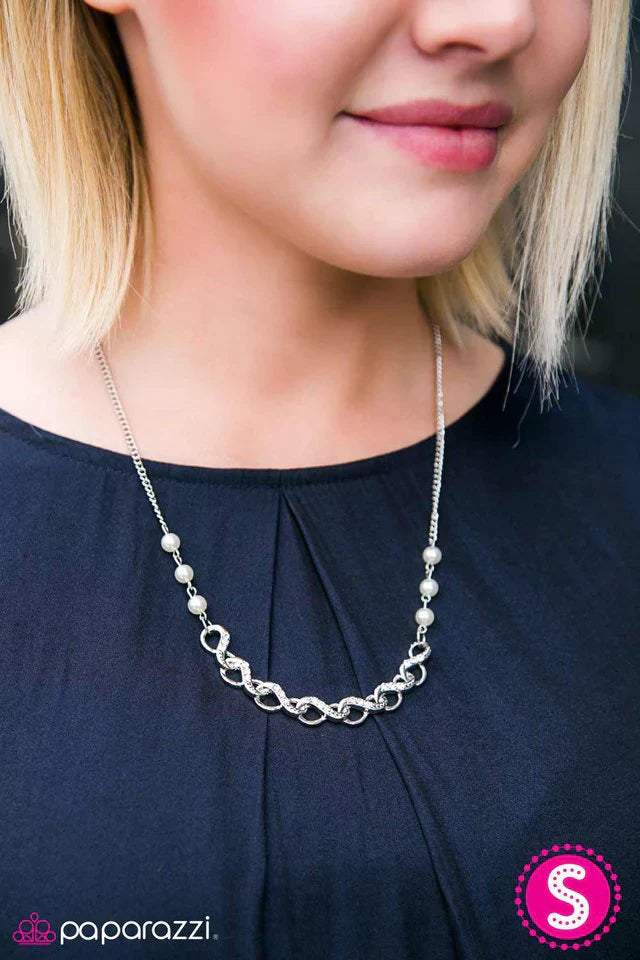 Paparazzi Necklace ~ Fine By Me - White