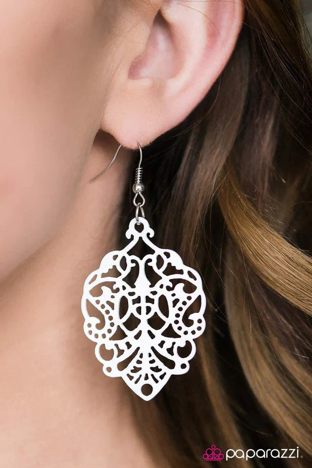 Paparazzi Earring ~ Posh and Polished- White