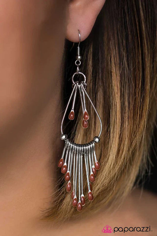 Paparazzi Earring ~ Painted Pony - Brown