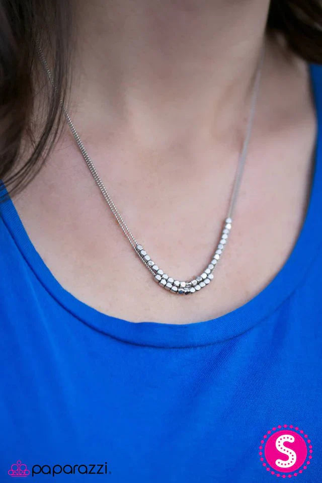 Paparazzi Necklace ~ Rock The Block - Silver