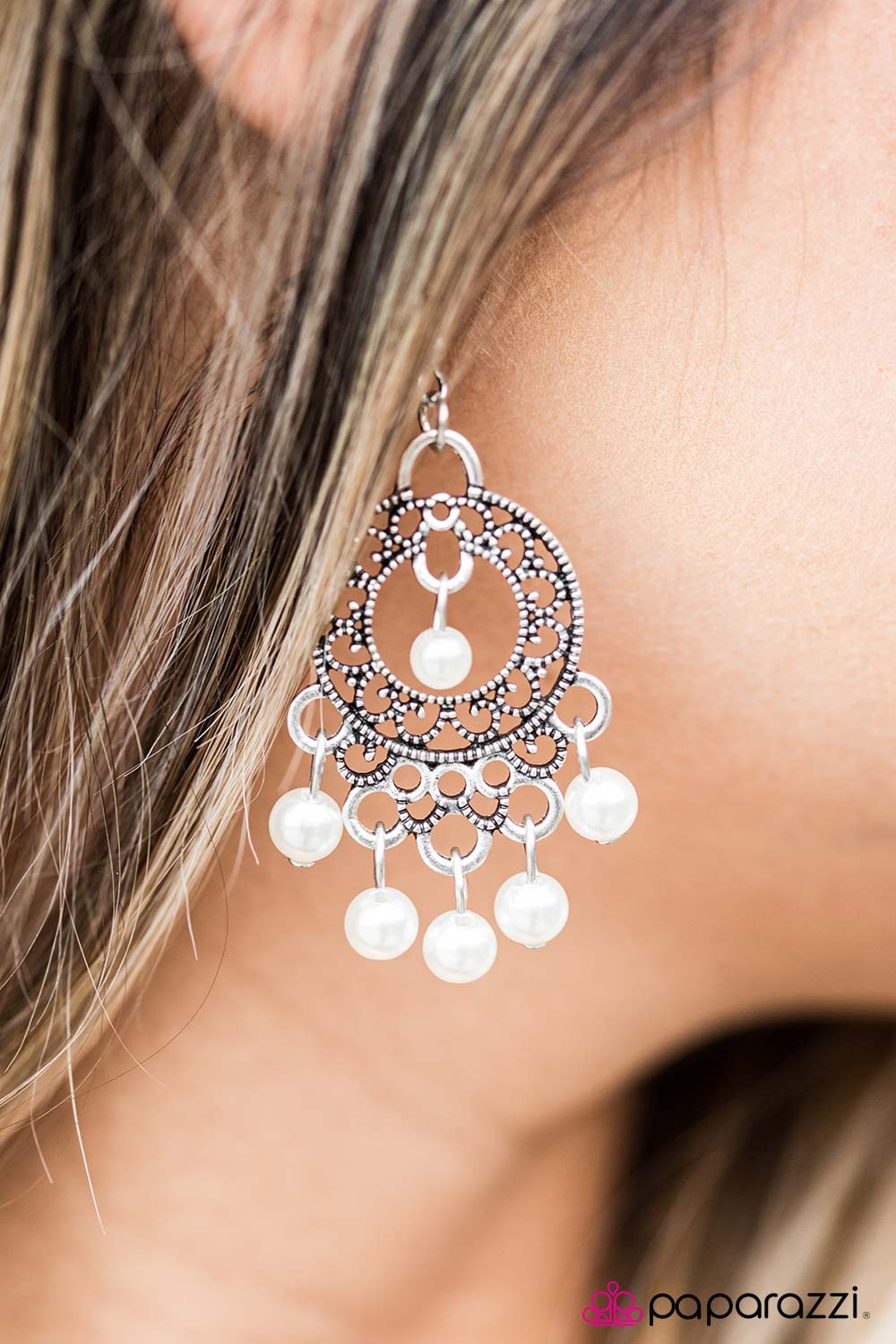 Paparazzi Earring ~ Seafront Property - White