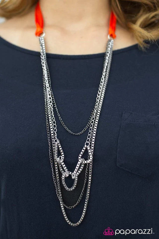 Paparazzi Necklace ~ Delicately Dangerous - Orange