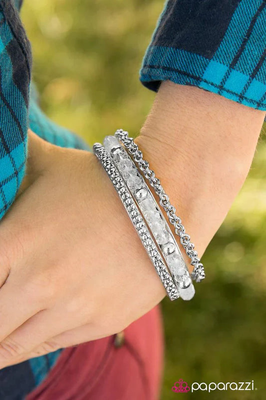 Paparazzi Bracelet ~ Easy On The Icing - White