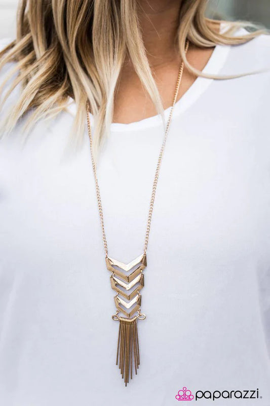 Paparazzi Necklace ~ Warning Signal - Gold