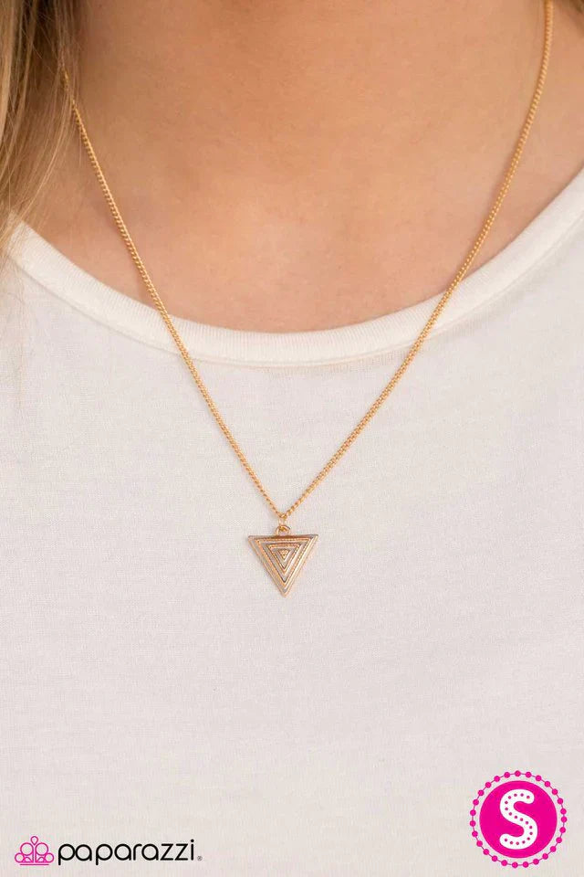 Paparazzi Necklace ~ TRI and Catch Me - Gold