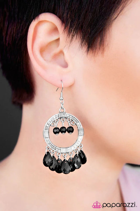 Paparazzi Earring ~ Cha-Cha-Cha - Black