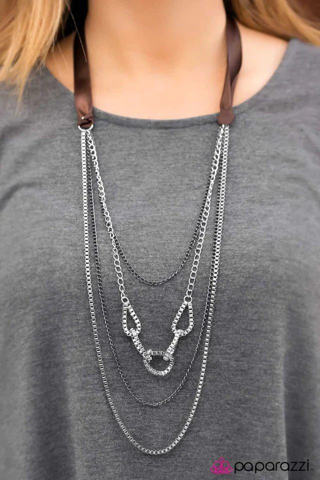 Paparazzi Necklace ~ Delicately Dangerous - Brown