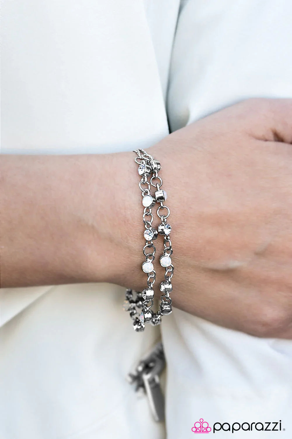 Paparazzi Bracelet ~ FIERCE and Foremost - White