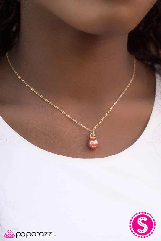 Paparazzi Necklace ~ PEARLS Are A Girls Best Friend - Orange