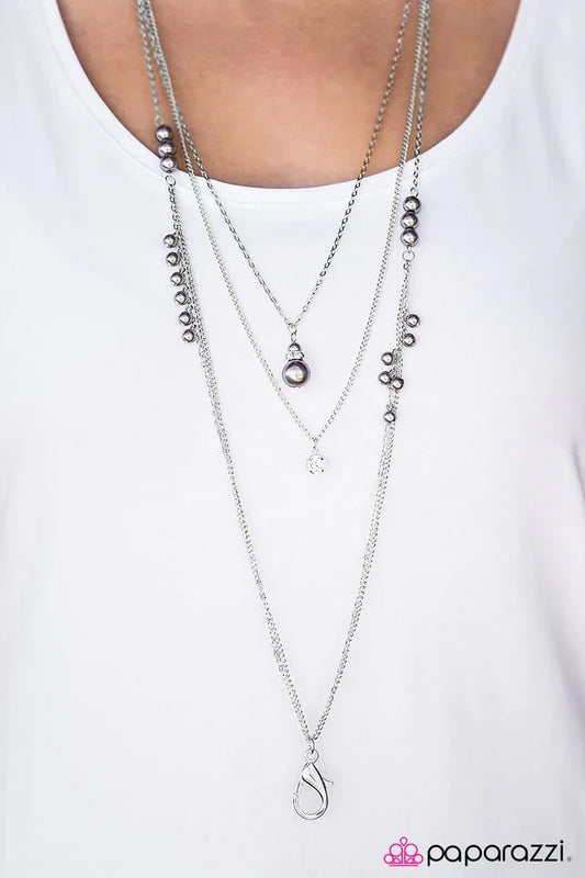 Paparazzi Necklace ~ Pearl Cadence - Silver
