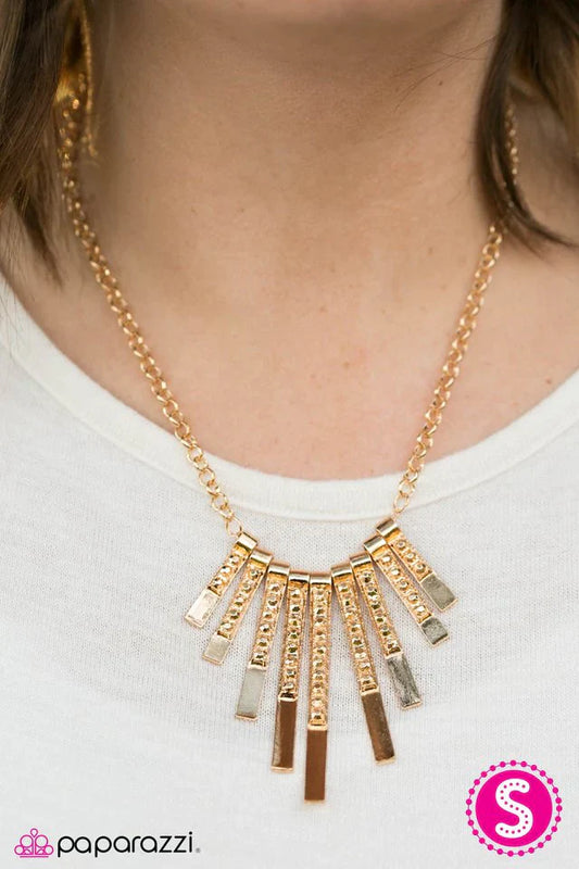 Paparazzi Necklace ~ FIERCE Class - Gold