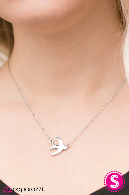 Paparazzi Necklace ~ Bird On A Wire - Silver