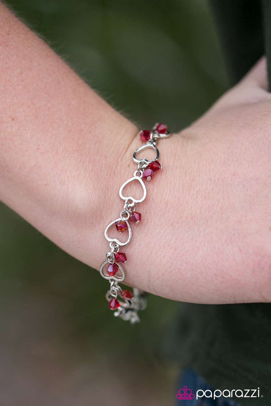 Paparazzi Bracelet ~ Tender Hearts - Red