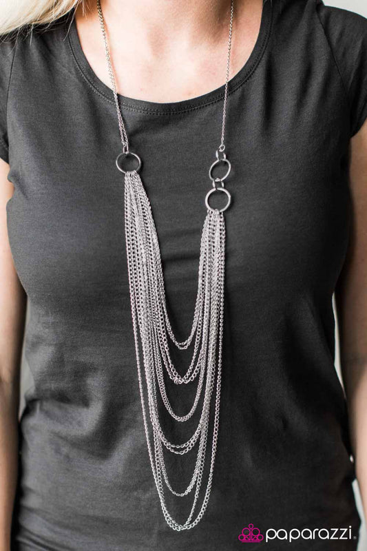 Paparazzi Necklace ~ A For Asymmetrical - Silver