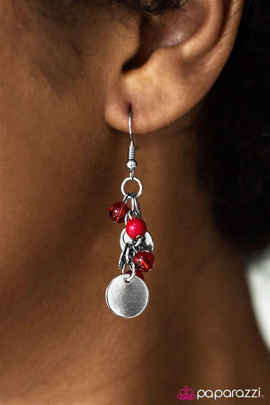 Paparazzi Earring ~ Shake, Shake, Shake - Red