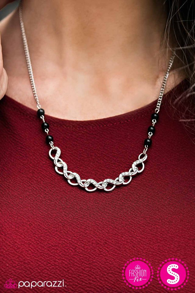 Paparazzi Necklace ~ Fine By Me - Black