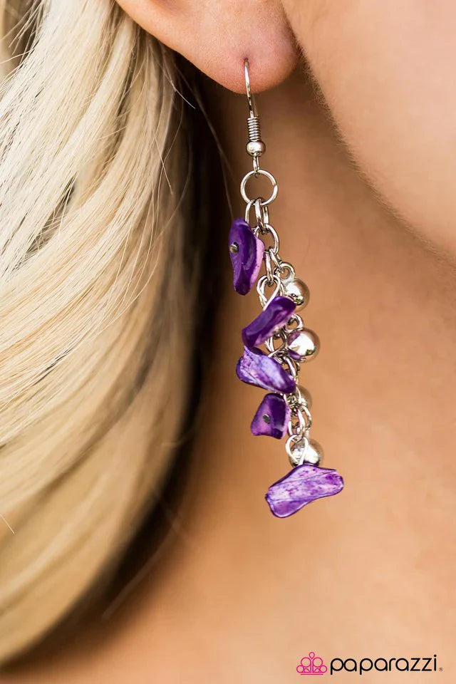Paparazzi Earring ~ Singapore Beaches - Purple