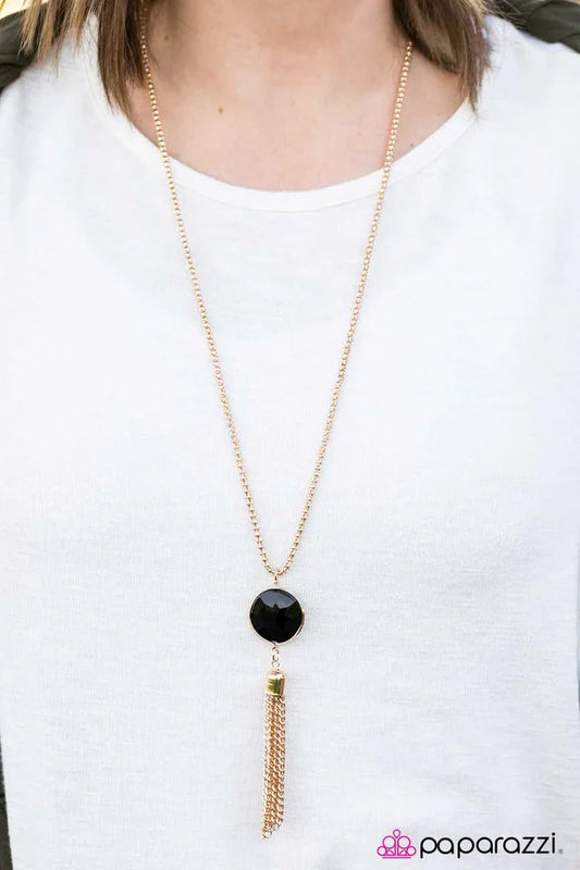 Paparazzi Necklace ~ Fortune Smiles Upon You - Black
