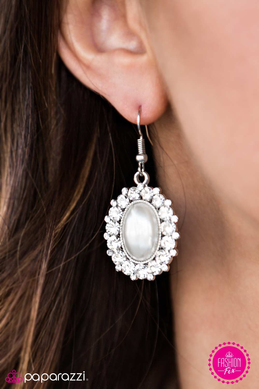 Paparazzi Earring ~ Call Me Cinderella - White
