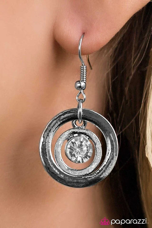 Paparazzi Earring ~ Dinner On The Moon - White