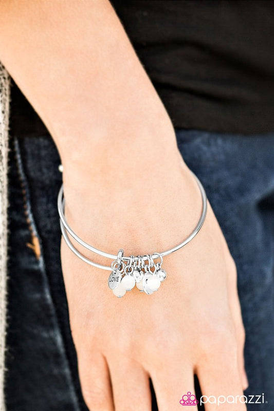 Paparazzi Bracelet ~ Party HEARTY - White