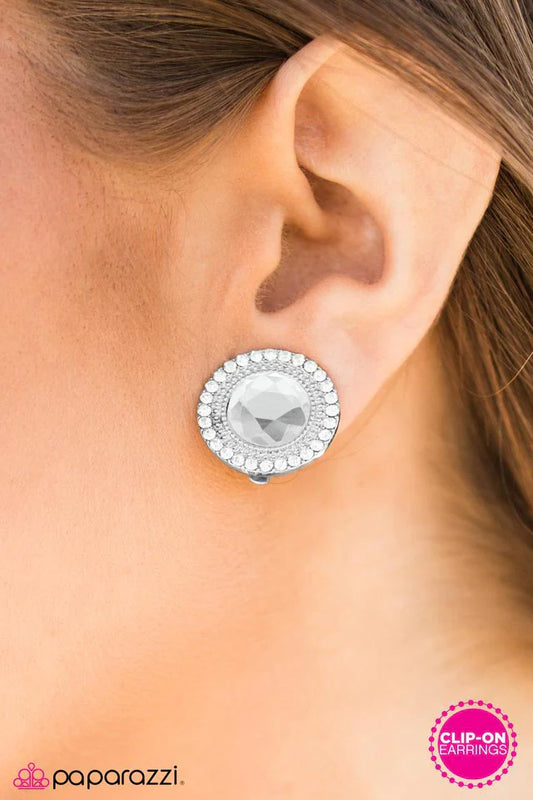 Paparazzi Earring ~ GLASS-ic Marvel - White