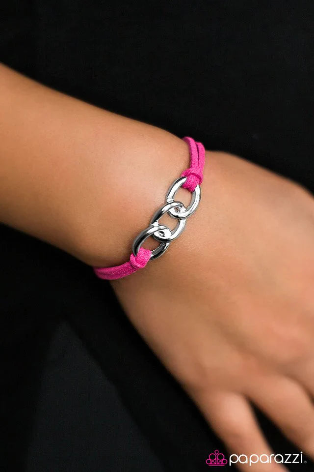Paparazzi Bracelet ~ Lock It Down - Pink