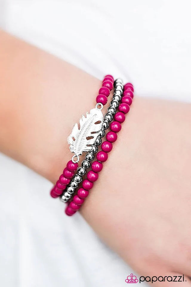 Paparazzi Bracelet ~ Round The FLOCK - Pink